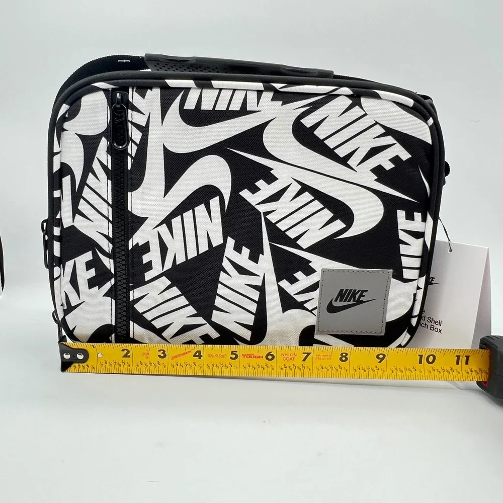 NWT Nike Hard Shell Lunch Box Black White Swoosh Logo  Bag BACK TO SCHOOL